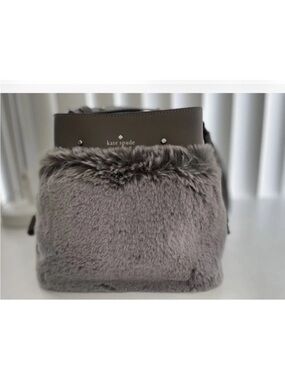 kate spade Marti  Gray Faux Fur  Crossbody with Leather Trim